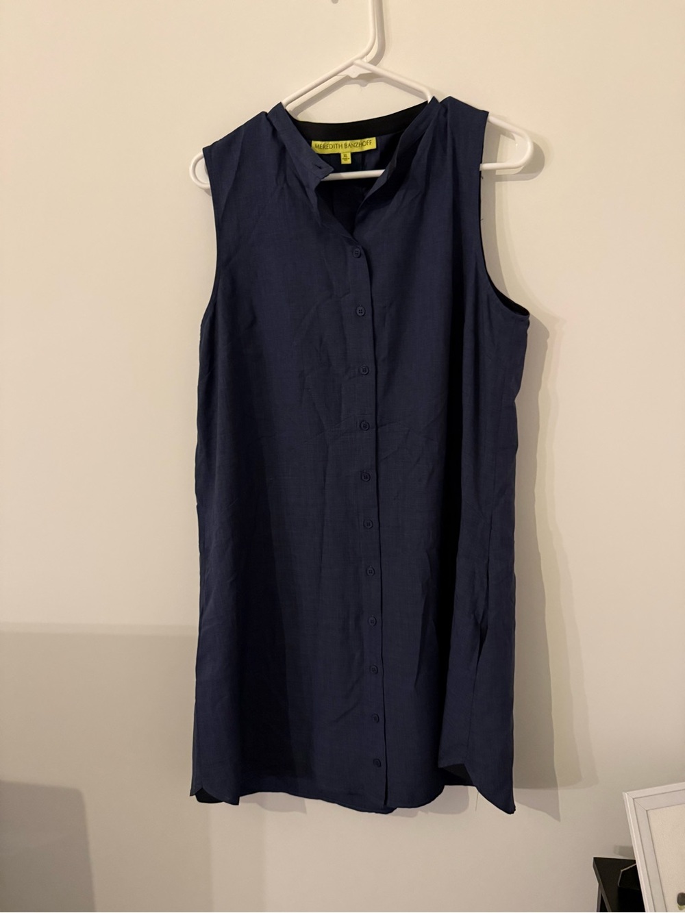 Meredith Banzhoff Women's Navy Sleeveless Button Front V-Neck Dress/Tunic XL